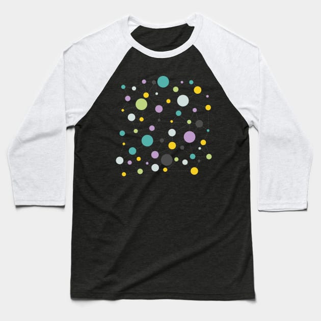 Colorfull Dots and Lines Diagram Baseball T-Shirt by NikRonGrafics